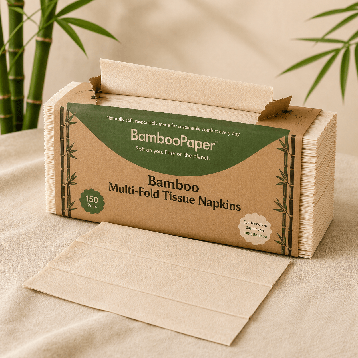 Bamboo Multi-Fold Tissue Napkins — 150 Sheets — view 4