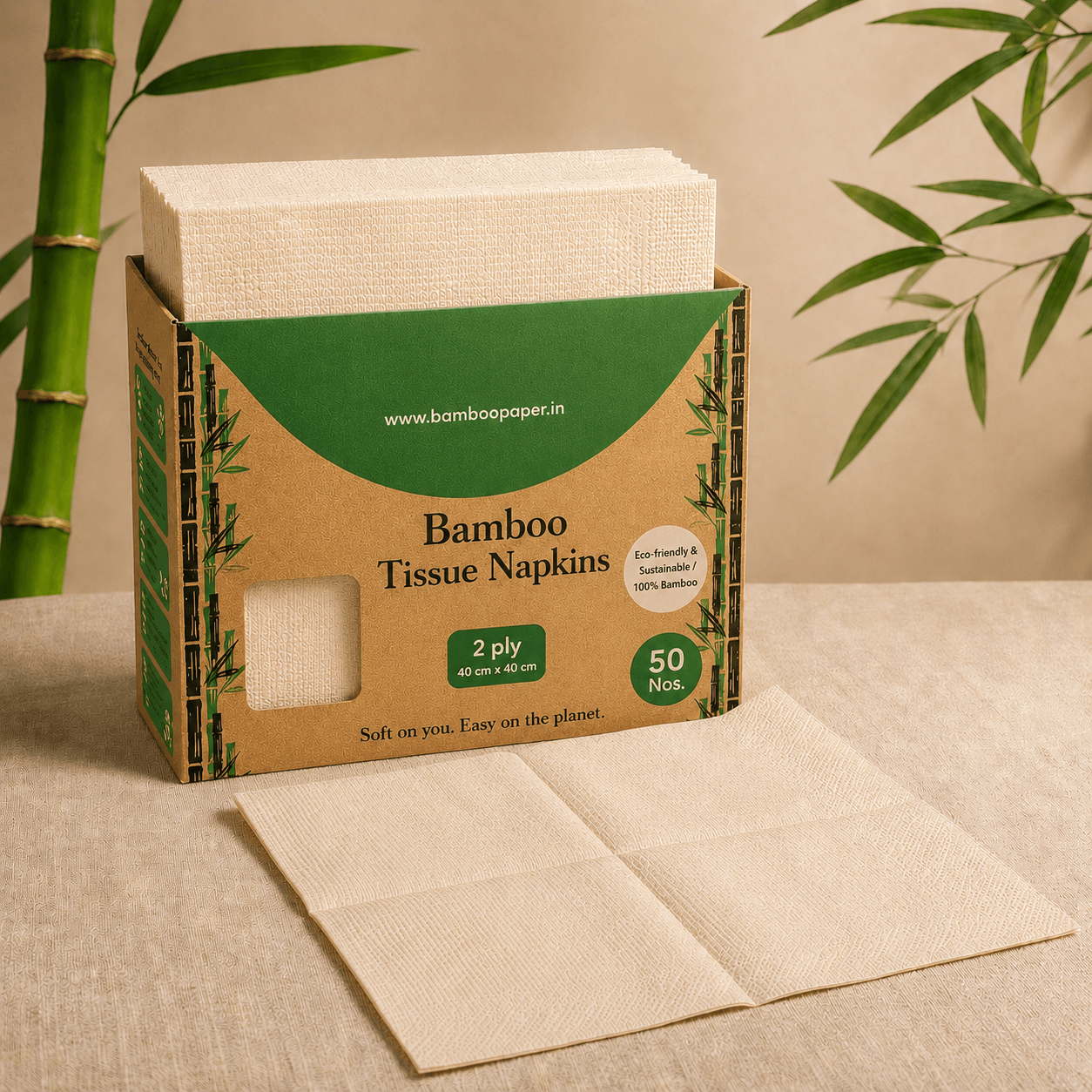 Bamboo Tissue Napkins Large — 50 Sheets — view 4