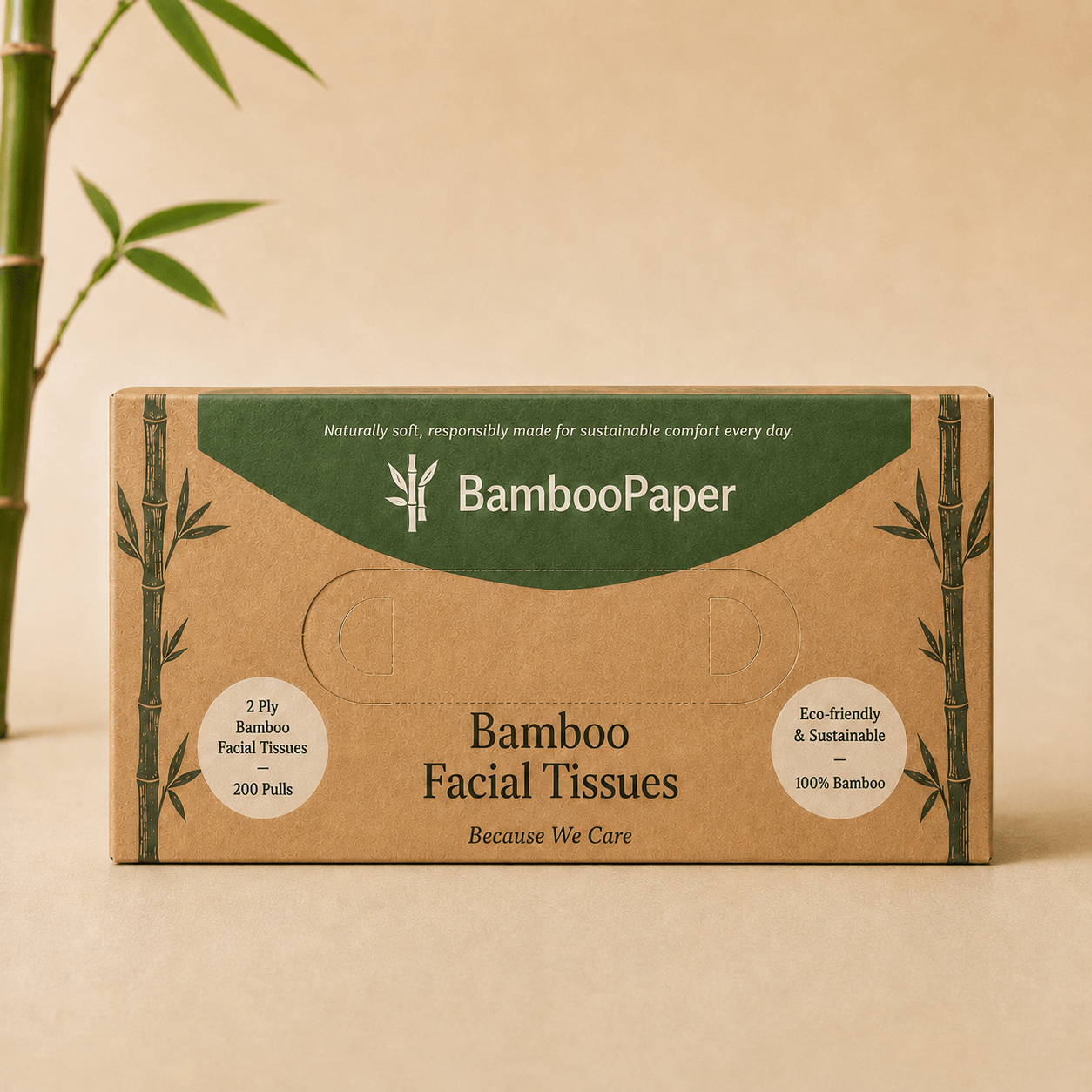 Bamboo Facial Tissue Box — 200 Pulls — standard