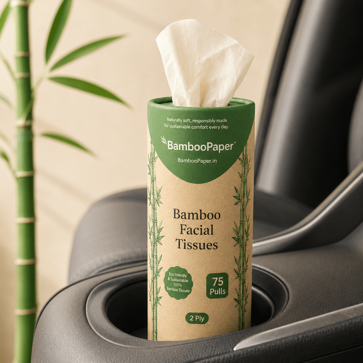 Bamboo Facial Tissue — Car Canister, 75 Pulls — standard