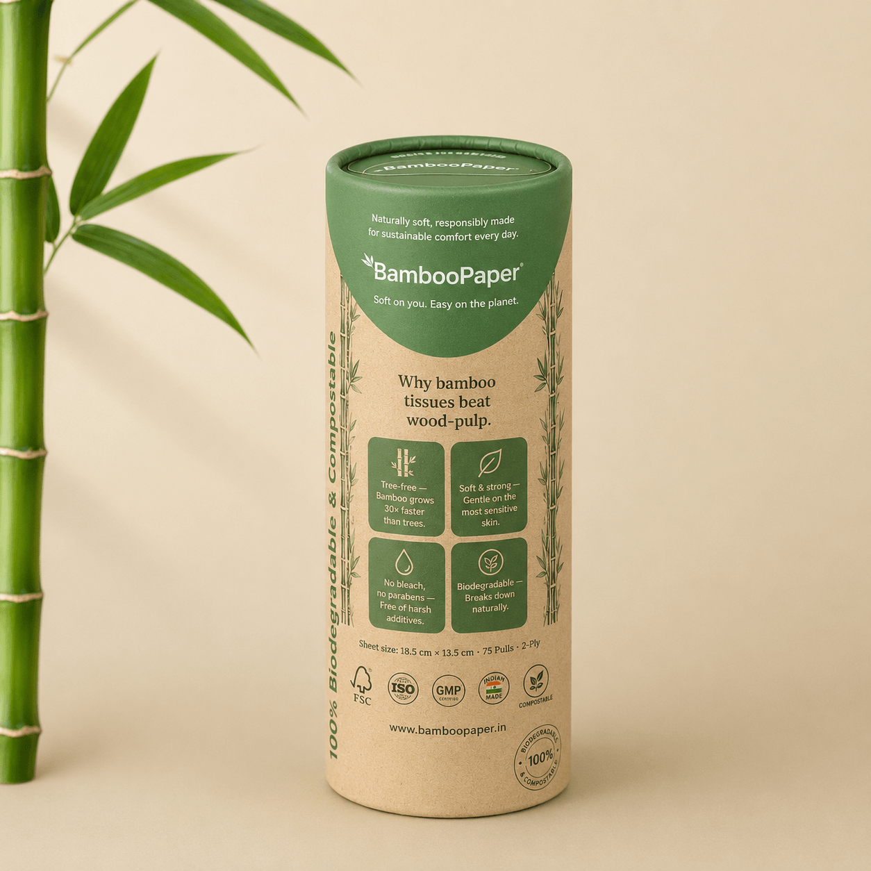 Bamboo Facial Tissue — Car Canister, 75 Pulls — view 4