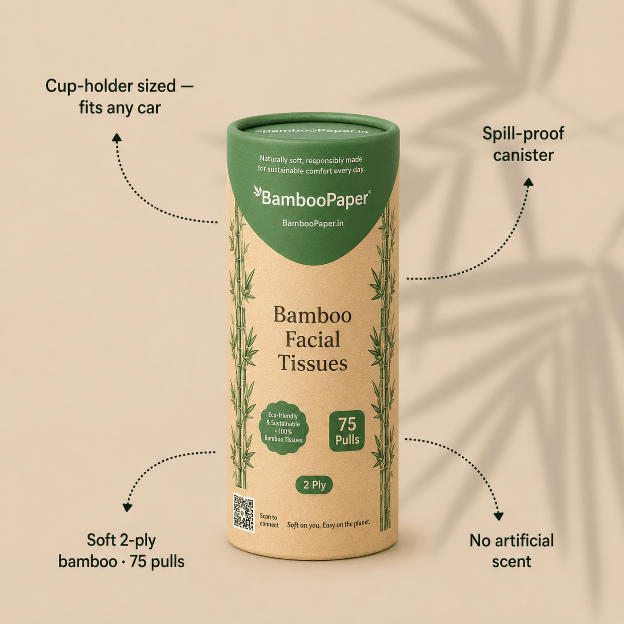Bamboo Facial Tissue — Car Canister, 75 Pulls — view 2